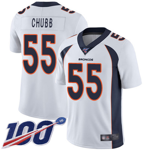 Men Denver Broncos #55 Bradley Chubb White Vapor Untouchable Limited Player 100th Season Football NFL Jersey->denver broncos->NFL Jersey